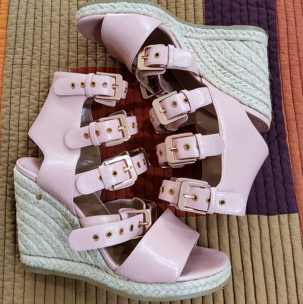 Laurence Dacade Paris Light Pink Wedge Bunkles Sandals Size 39